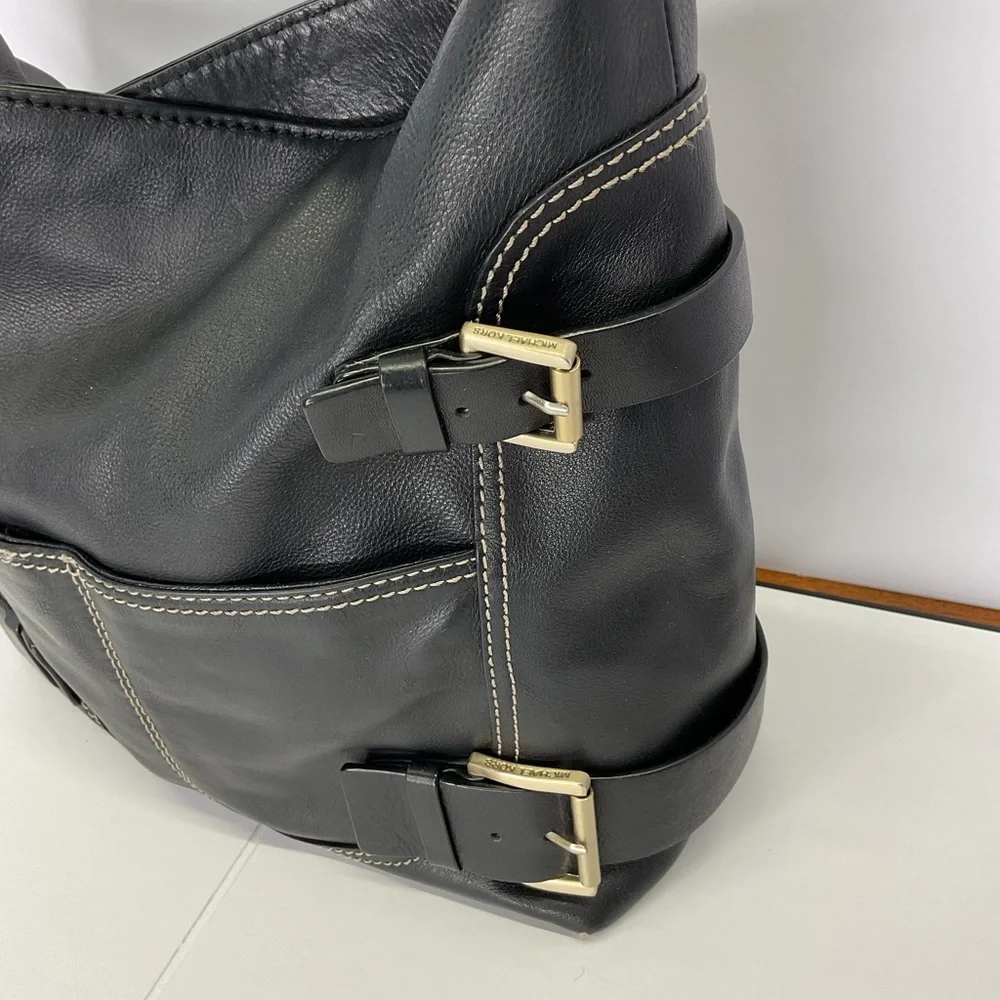Michael Kors Black Shoulder Bag with Buckle Accents - Picture 5 of 11